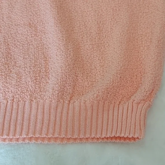 Vintage Peach Embroidered Flower Short‎ Sleeve Sweater - Picture 9 of 16